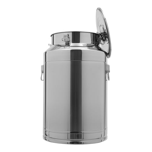 11.81in Thickened Stainless Steel Milk Can Large Liquid Container Storage,Stainless Steel Milk Bucket with Sealing Lid and Carry Handle,for Wine, Oil Storage Transport (76L/20Gal) - size: 76L/20Gal