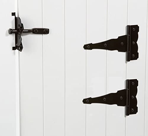 National Hardware Deluxe Latches Decorative T-Hinges Gate Kit, Steel, Black | Includes 2 Hinges, Latch, Strike and Pull for Wood, Vinyl and Metal Fence Gates; Mounting Screws Included - size: Pack of 1