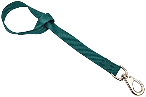 Jeffers Livestock Nylon Bucket Strap 24" – Heavy Duty Trigger Snap Hook for Hanging Water Buckets, Feeders, Hay Bags – Easy Use Fence Rail Loop for Barn, Horse, Goat, Dog, Stable, Tack - Green - color: Green