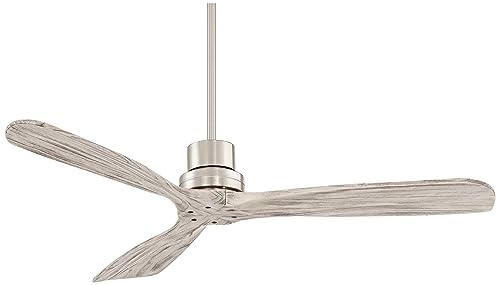 52" Delta DC Nickel and Gray 3 Blade Indoor Ceiling Fan with Remote | Wing Style Modern Silver Wood Damp Rated for Patio Exterior House Home Porch Gazebo Garage Barn 6" - size: Includes 6" Rod