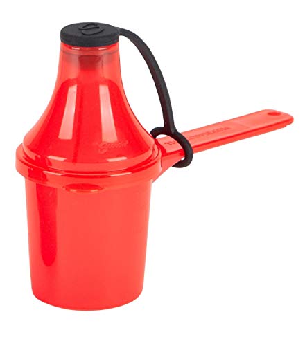 Measuring Scoop & Funnel - Travel Cap Spoon Red 1-Pack 30cc | 2-in-1 scoop & funnel system, Airtight leak-resistant travel cap, Extended long handle, USA made food grade plastic - color: Red, size: 30 mL | 2 tbsp | 1 fl oz