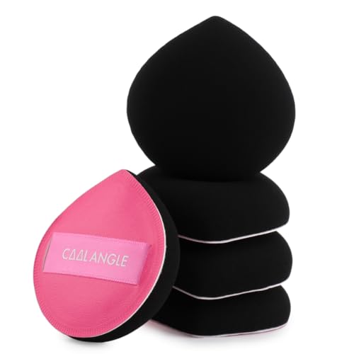 COOL-ANGLE Latex-Free Makeup Blender Sponges, Medium, Pink, 5 Pcs | Perfect For Liquid Foundation, Washable Beauty Gift Set, Seamless Airbrushed Finish, Safe For Sensitive Skin - color: B2:Black Pink*5