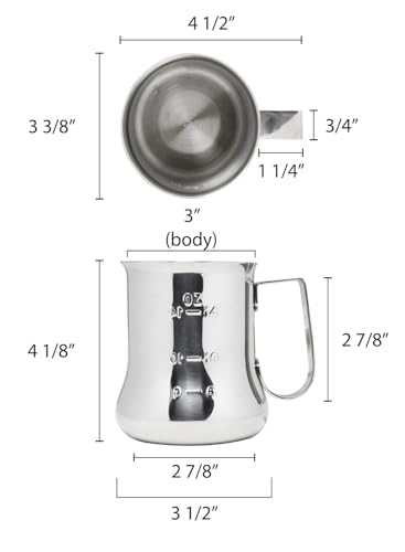 TrueCraftware- 18 oz Milk Frothing Pitcher Stainless Steel with Measuring Scale- Frother Cup Steaming Espresso Milk Pitcher Coffee Bar Cappuccino Barista Tools Milk Jug Steamer - size: 18 Ounces