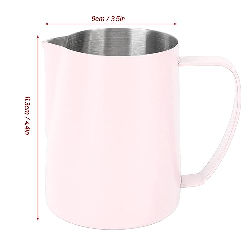 Milk Frothing Pitcher 20oz (600ml) – Stainless Steel Latte Art Pitcher with Inner Scale & Pointed Spout for Espresso Machine & Coffee Barista Tools – Pink Stainless Steel Milk Frother - color: Pink