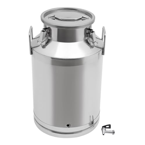 Stainless Steel Milk Bucket With Faucet, Large Liquid Container Storage,Stainless Steel Milk Can With Sealing Lid and Carry Handle,for Wine(60L/15.9 Gal,w/Faucet) - size: 60L/15.9 Gal,w/Faucet