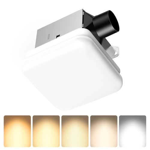 Consciot 50 CFM Bathroom Exhaust Fan with Light, Super Quiet 1.0 Sone, Suitable for mounting Hole 7.68 x 7.36 inches, 1000lm LED Light 5CCT Selectable & Nightlight, Bathroom Vent Fan for Ceiling - style: 50 CFM