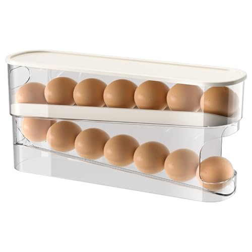 Auto Rolling Egg Holder for Fridge, Egg Dispenser/Organizer/Storage/Container with Lid for Refrigerator, Sturdy and Durable Space-Saving Egg Tray for 12 Large Eggs - size: 1pcs