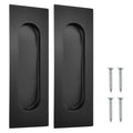 4.75 Inch Sliding Closet Door Handles, 2 Pack | Stainless Steel Recessed Finger Flush Pulls, Rectangular Matte Black Pocket Door Handles for Closet Doors Sliding Barn Doors - size: 4.75"×1.57" (L×W)