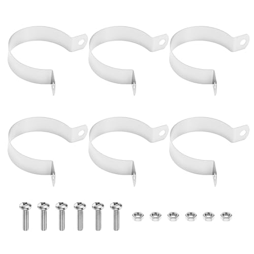 M METERXITY 6-Pack Brace Bands Chain Link Fence Parts, 1-5/8 Inch Galvanized Steel Chain Link Brace Band with Bolts and Nuts for Fence/Gate/Posts/Rust-Resistant [Silver] - size: 1-5/8 Inch