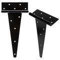 HILLMASTER 12 Inch T-Strap Heavy Duty Shed Door Hinges Gate Strap Hinges Black Tee Hinge Wrought Hardware for Wooden Fences,Yard,Barn Door,Rustproof (2 Pack) - size: 12in 2 Pack