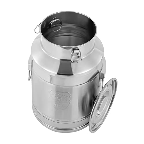 304 Stainless Steel Milk Can, 28 Liter Seamless Milk Jug Wine Pail Bucket 7.39 Gallon Anti-Leak Liquid Storage Container Milk Pail with Sealed Lid Heavy Duty for Milk and Wine (28L) - size: 28L