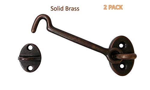 Heavier Duty Brass Door Hook Latch & Eye, 4", Antique Copper, 2 Pack, Made in Taiwan - color: Antique Copper, size: 2 Pack (4")