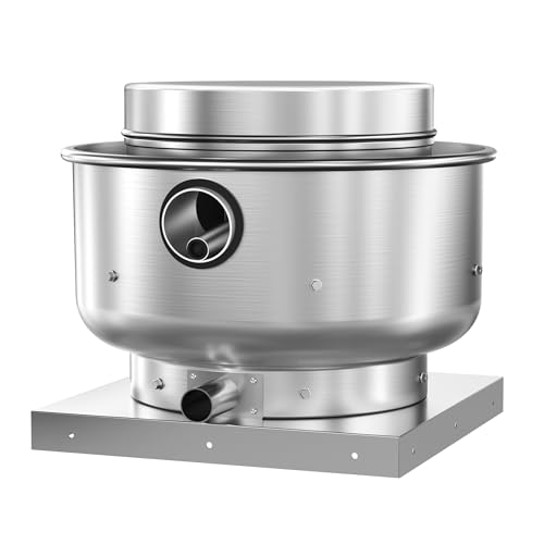 Roof Ventilator Restaurant Hood Grease Rated Exhaust Fan Food Truck Direct Drive Centrifugal Upblast Exhaust Fan 1/6HP 800 CFM 110 Volt Single Phase Motor - size: RDU03