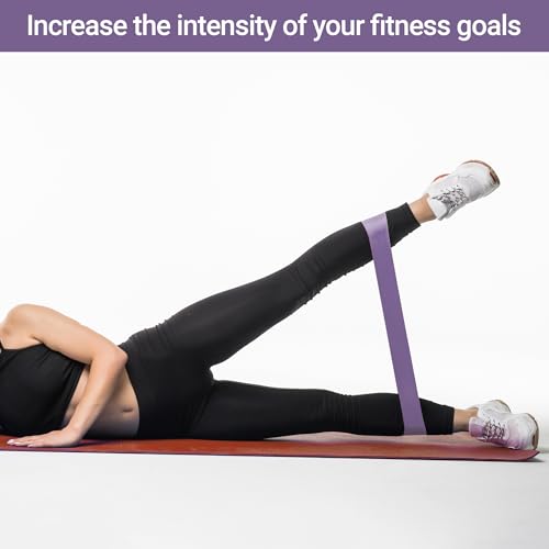 TechStone Resistance Bands Set – 5 Levels Loop Exercise Bands for Men & Women, Elastic Workout Bands for Home Gym, Training, Yoga & Fitness, Carry Bag Included - color: Purple