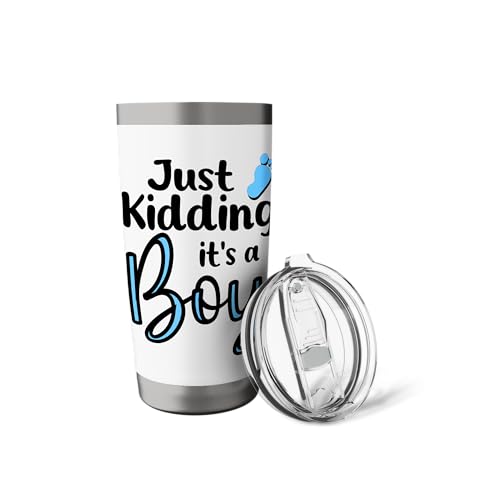 Just Kidding It's a Boy Pink Gender Reveal Party Supplies Stainless Steel Insulated Tumbler