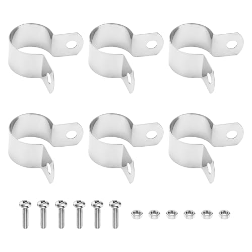 M METERXITY 6-Pack Brace Bands Chain Link Fence Parts, 3/4 Inch Galvanized Steel Chain Link Brace Band with Bolts and Nuts for Fence/Gate/Posts/Rust-Resistant [Silver]
