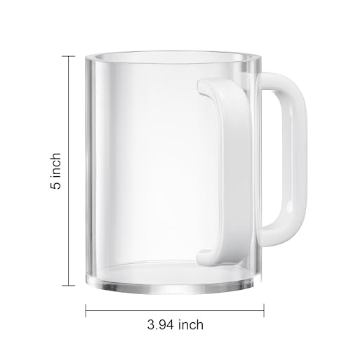 Judaica Acrylic Hand Washing Cup for Netilat Yadayim with Dual Handles - 5" Clear Unbreakable Plastic Negel Vasser Wash Cup Everyday & Passover Seder, Shabbat, Shul, Synagogue, Home (Clear & White) - color: White