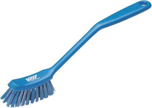 Vikan - Fine Dish Brush - Heavy-Duty, Narrow, Slip-Resistant Cleaning Brush, Polypropylene, Polyester Bristle, 11 Inch, Blue, (42873) - color: Blue, size: 1 Count (Pack of 1)