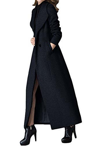 Women's Charming Long Wool Trench Coat Winter Double Breasted Classic Thick Jacket - color: Black Long- Style 2, size: 4