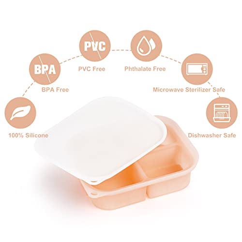 haakaa Silicone Baby Food Tray - Breastmilk Homemade Baby Food Mold - Baby Fresh Food Freezer Tray - Ice Cube Tray - - 4m+ Baby Toddler Kid - Blush - color: Blush, size: Medium