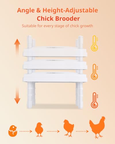 Updated 12"x12" Chick Heat Plate | Adjustable Height & Angle | 30W Lower Energy | Remote-Controlled Temp & Time | Dirt-Resistant Design | Keeps Over 20 Chicks Warm for Indoor Use