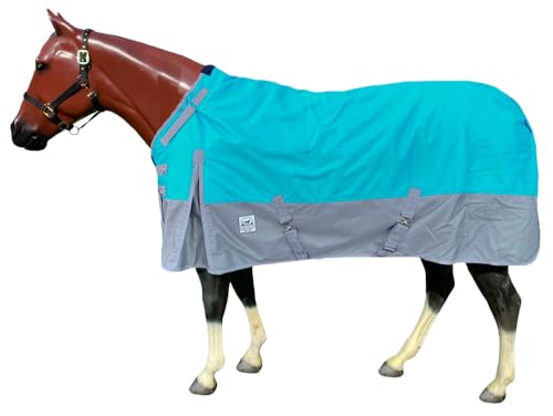1200 Denier Waterproof Adjustable Neck Turnout Blanket - color: Turquoise, size: 78