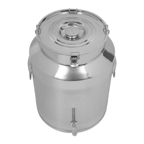 64L/16.9Gallon Milk Can with Faucet, Stainless Steel Milk Bucket Small Milk Jug Wine Pail Tote Pot Oil Liquid Storage Container with Sealed Lid, Keep Food Dry and Fresh for Kitchen Rice Cereal Grain - size: 64L/16.9Gallon