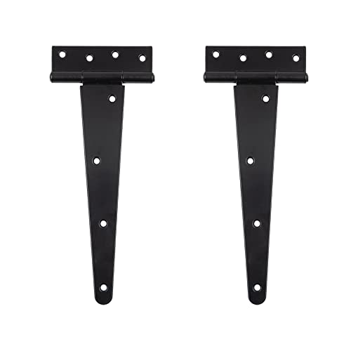 HLMOptimo Heavy Duty T Hinge Tee Hinge T Strap Hinge Shed Hinge Gate Hinge Barn Hinge Fence Hinge Door Hinge Wrought Rustproof All Size Black (2 pcs, 10 inch) - size: 10 Inch, style: 2 pcs