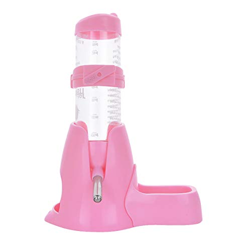 Guardians Hamster Water Bottle, Little Pet Automatic Drinking Bottle with Food Container Base Hut Hanging Water Feeding Bottles Auto Dispenser for Small Animals (125ml,Pink) - color: Pink, size: 125ml