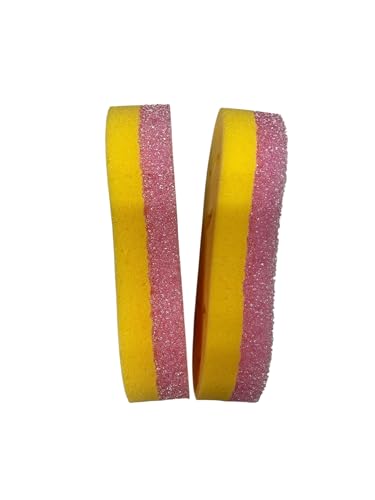 Smilyeez Double-Size Scrub Moji Duo Sponge 2-Pack – Dual Smiling Faces, Temperature-Responsive Scrubber – Scratch-Free, Odor & Stain Resistant - color: Pink Double Duo