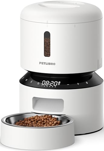 PETLIBRO Automatic Cat Feeder – 3L Programmable Pet Food Dispenser with Freshness Preservation, Timed Portion Control, Voice Meal Call & Dual Power Supply, Healthy Feeding for Cats & Small Dogs White - color: White, size: 3l-basic No Cam&app