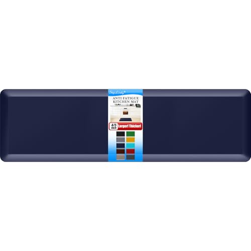 4/5 Inch Thick Kitchen Mat - Cushioned Anti Fatigue Mat for Kitchen Floor | Easy to Clean, Water Resistant, Non-Slip Thicker Rug, Standing Desk Mat for Sink, Office, Kitchen (17''x60'', Blue) - color: Blue, size: 60"L x 17"W x 0.8"Th