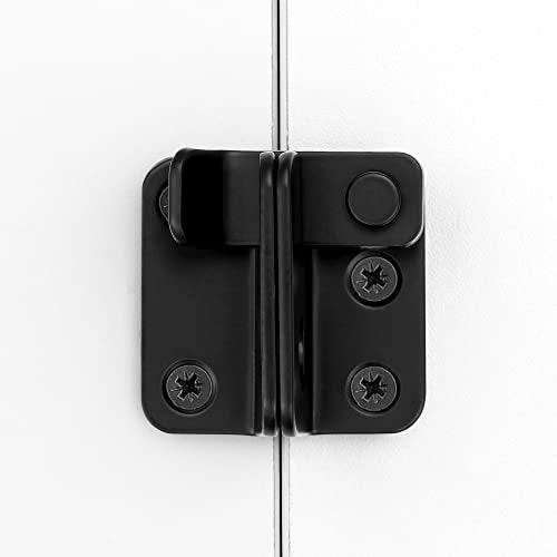 2 Set Black Flip Latches with Padlock Hole，1.81”x1.77”Slide Bolt Latch_R | Stainless Steel Sliding Barn Door Lock ,for bedroom,drawer,Wine Cabinet,cabinet,garage,window,pet enclosures - color: Small_Black Right Open_2 Pack