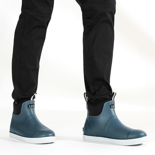 Men's Deck Boots, Waterproof Ankle Rain Boots Men Anti-Slip Traction, Outdoor Rubber Fishing Garden Boots High-Performance Shoes for Farming - color: Blue, size: 8