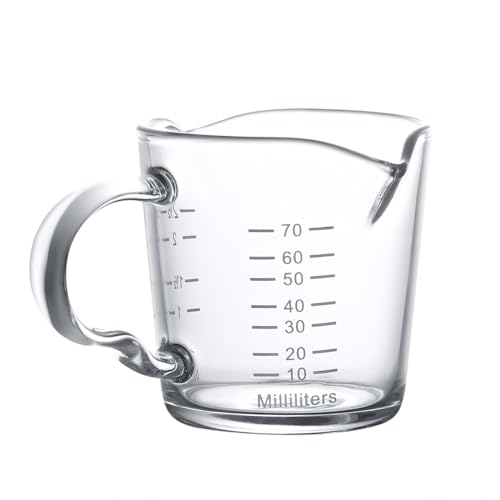 Espresso Glass Measuring Cups 3-Ounce/100ML Double Spout Glass Measuring Cup Espresso Shot Glasses with V-Shaped Mouth Milk Frothing Pitcher Cappuccino Cup Accessories - size: 1pc-cups