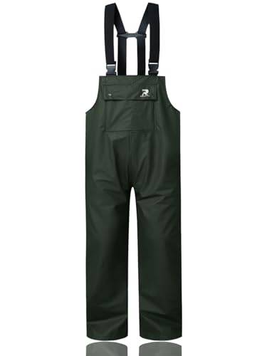RainRider Rain Pants for Men Women Waterproof Rain Gear Bib Overalls Trousers for Fishing Hunting - color: Dark Green, size: X-Large