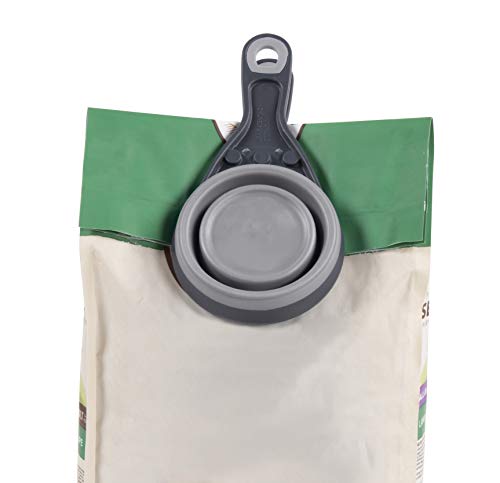 Dexas Pets Collapsible KlipScoop Collapsible Dry Dog Food Scoop and Dog Food Bag Clip, 1 Cup Capacity, Light Gray (PW660432429) (Pack of 2) - color: Light Gray, size: 1 Cup Capacity (Pack of 2)