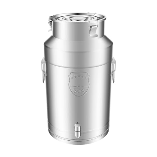 304 Stainless Steel Milk Bucket with Faucet,Milk Buckets with Lid Can Large Liquid Container Storage,Sealing Lid and Carry Handle, Airtight Design(35L/9.24 Gal,w/Faucet) - size: 35L/9.24 Gal,w/Faucet