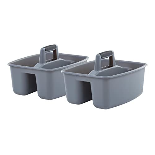 Mighty Tuff Rough and Rugged All-Purpose Cleaning Caddy, Grey/Black 2 Count (CD0170) | Durable organizer for carrying cleaning supplies, tools, and household essentials with a rugged, easy-grip design.