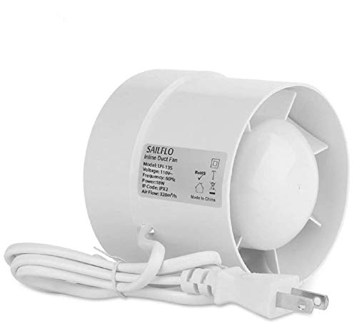 4-Inch Inline Duct Fan: Small Vent Fan Fit 4" Duct | 76 CFM 12W Through Wall Fan for Bathroom Vent Room Basement Greenhouse Attic Kitchen