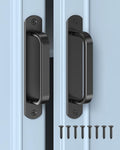 5.7 Inch Sliding Barn Door Handle - Aluminum Hardware Cabinet Pull Handles for Drawer, Closet, Shower/Glass/Shed/Kitchen/Garage Gate Doors with Screws (2, Black) - color: Black