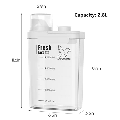 3 Qt/2.8 L Bird Seed Storage Container, Pet Food Container(2.8L, White) | Good Sealing Performance, Portable Handle, with Measuring Cup/Lid, Desiccant Can Be Placed on the Top, BPA Free - color: 2.8L/White