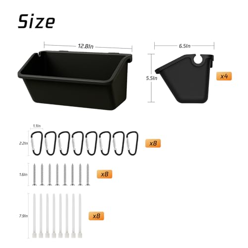 4-Pack 5 Qt Hanging Goat Feeders and Mineral Troughs for Fences | Thick plastic with mounting clips, zip ties and screws; for grain, grit and minerals; suitable for sheep, ducks and chickens - color: 4 Pack