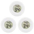 Digital Mini Thermometer Round Hygrometer, 3-Pack, LCD Display, Indoor Temperature Humidity Meter for Greenhouse, Fridge(White)