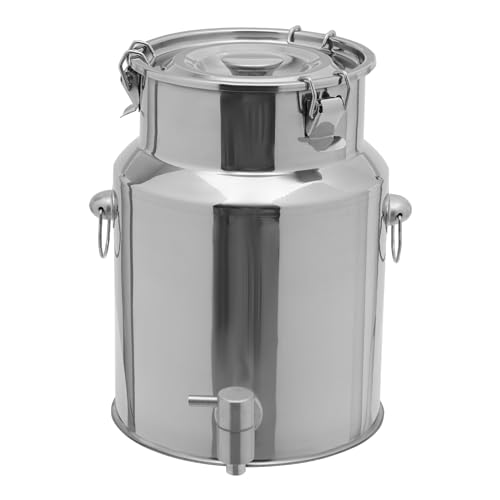 2.64 Gallon Milk Can - 304 Stainless Steel Milk Bucket with Sealed Lid, Milk Transport Barrel with Spigot for Liquid Storage, Ideal for Milk, Wine, and Beverages - size: 2.64 Gallon