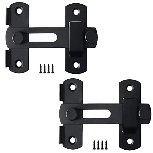 DOUBLE 2 C Barn Door Lock, 2 Pack Sliding Barn Door Lock Hardware Gate Latches, Carbon Steel Door Latches for Barn Door Cabinet Window Closet Door, Black, 2 Pack - style: 2 Pack
