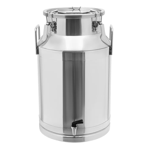 DYNAMI 10.6Gal Stainless Steel Milk Bucket With Faucet,Thickened Stainless Steel Milk Can with Sealing Lid,Large Liquid Container Storage,for Milk,Wine, Oil Storage Transport (40L/10.6gal,w/Faucet) - size: 10.6gal