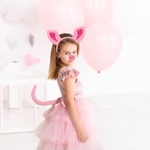 Mototo 24PCS Pig Costume Set Pig Ears Headband Nose Tail Bow Tie for Kids | Halloween Animal Costume Girl Pig Accessories For Nursery Rhyme Character Favorite Book Day School Event Drive-thru Nativity