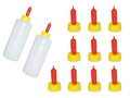 2 Pack 400ml Lamb Feeding Bottle with 10pcs Silicone Nipples, Heavy-Duty Plastic Nursing Bottle for Lambs, Goats, Calves, Farm Animal Feeding Supplies