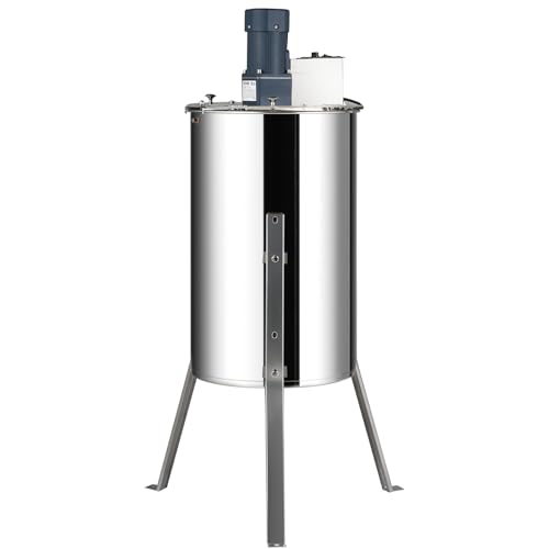 VEVOR Electric Honey Extractor, 2/4 Frame Stainless Steel Beekeeping Extraction, Honeycomb Drum Spinner with Transparent Lid, Apiary Centrifuge Equipment with Height Adjustable Stand | Stainless Steel Spinner with Clear Lid, Fits 2 Deep and 2 Medium Frame